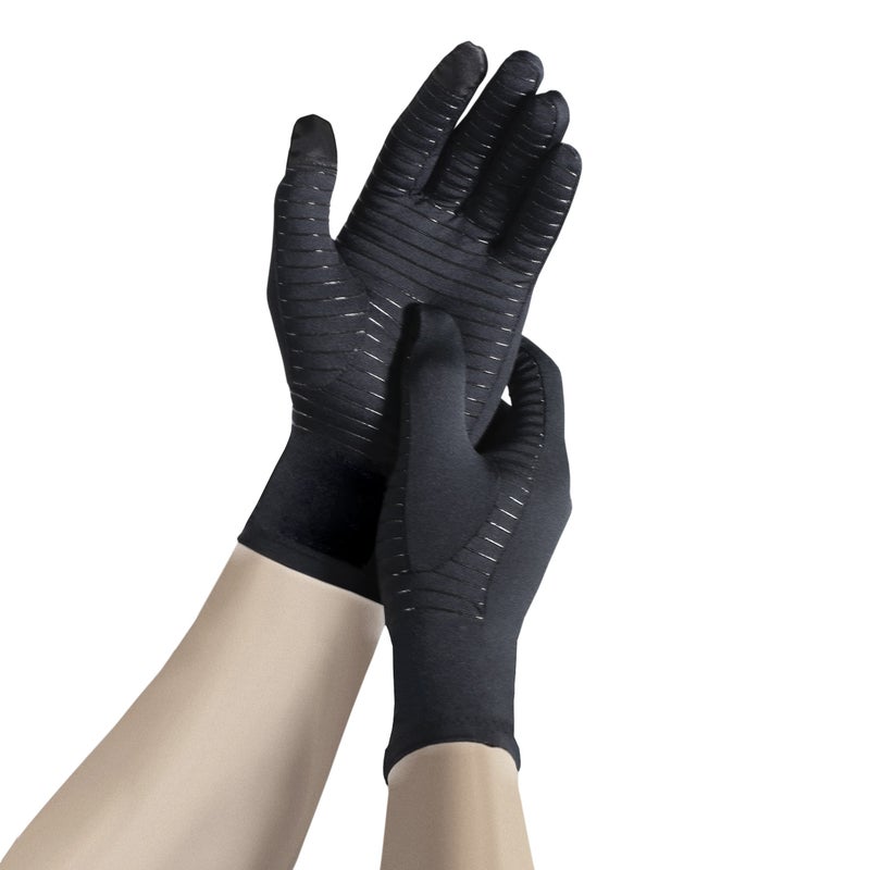 Copper Fit Guardwell Gloves Full Finger Hand Protection, Small/Medium, Black - Image 1