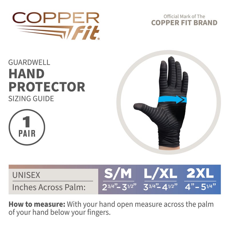 Copper Fit Guardwell Gloves Full Finger Hand Protection, Small/Medium, Black - Image 3