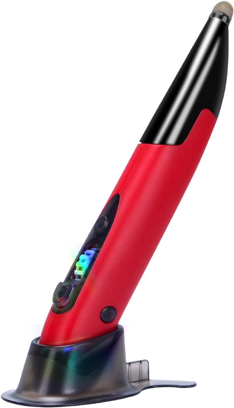 lychee Optical Pocket Pen Mouse with Voice Control and Bluetooth Function, Wireless Handwriting Mini Mice for PC Laptop Notebook Computer(Red) - Image 1