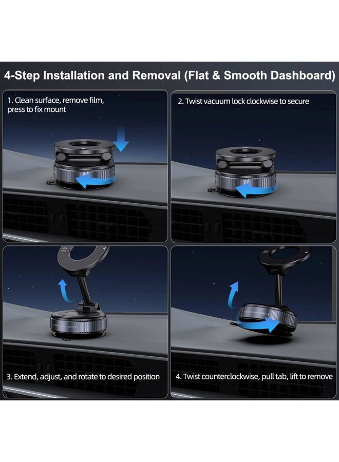 Jikasho Vacuum Magnetic Suction Phone Holder, Foldable and Retractable Hands-Free Suction Cup Phone Mount for Car/Gym/Mirror/Smooth Surface, Compatible with iPhone Android and All Smartphones (Black) - Image 5