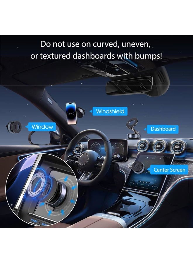 Jikasho Vacuum Magnetic Suction Phone Holder, Foldable and Retractable Hands-Free Suction Cup Phone Mount for Car/Gym/Mirror/Smooth Surface, Compatible with iPhone Android and All Smartphones (Black) - Image 2