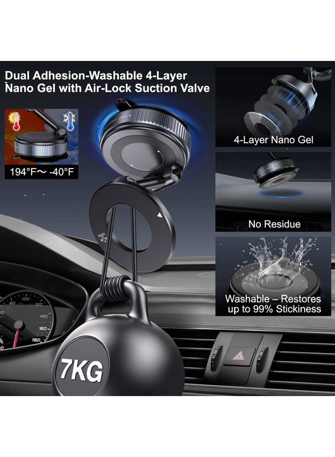 Jikasho Vacuum Magnetic Suction Phone Holder, Foldable and Retractable Hands-Free Suction Cup Phone Mount for Car/Gym/Mirror/Smooth Surface, Compatible with iPhone Android and All Smartphones (Black) - Image 3
