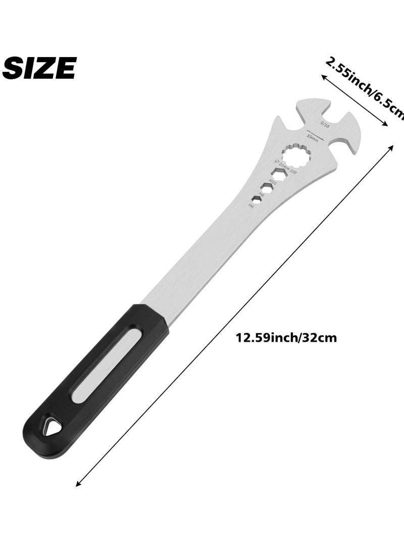 SYOSI Bike Pedal Wrench, Bicycle Pedal Removal Tool with Extra Long Handle for Efficient Repair of Road and Mountain Bikes, Multi-use 15mm,9/16 Pedal Removal Tool and 10mm/8mm/6mm Hexagon Hole  - Image 3