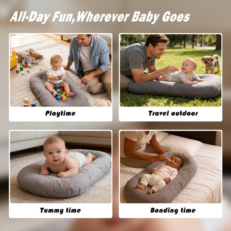 Bubbyhuts Baby Lounger - Snuggle Cozy Me Infant Lounger for Newborn 0-12 Months, Flannel Coverï¼ŒPortable Breathable & Soft Baby Nest Lounger for Home and Travel - Moss - Image 3