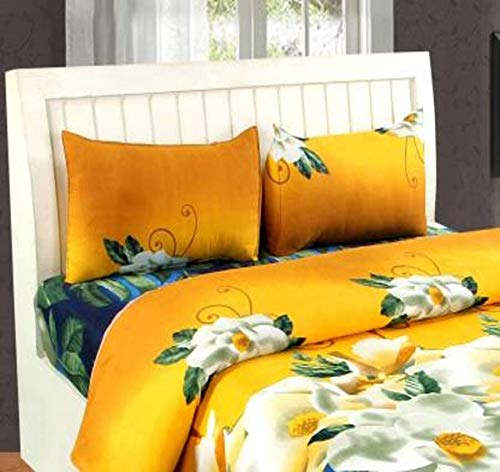 COTTON VILLAS COTTON VILLAS 3D Multi Lily Flowers Printed Bedsheet for Double Bed with 2 Pillow Cover Microfiber and Cotton Mix Color White 88 X 88 inch  - Image 2