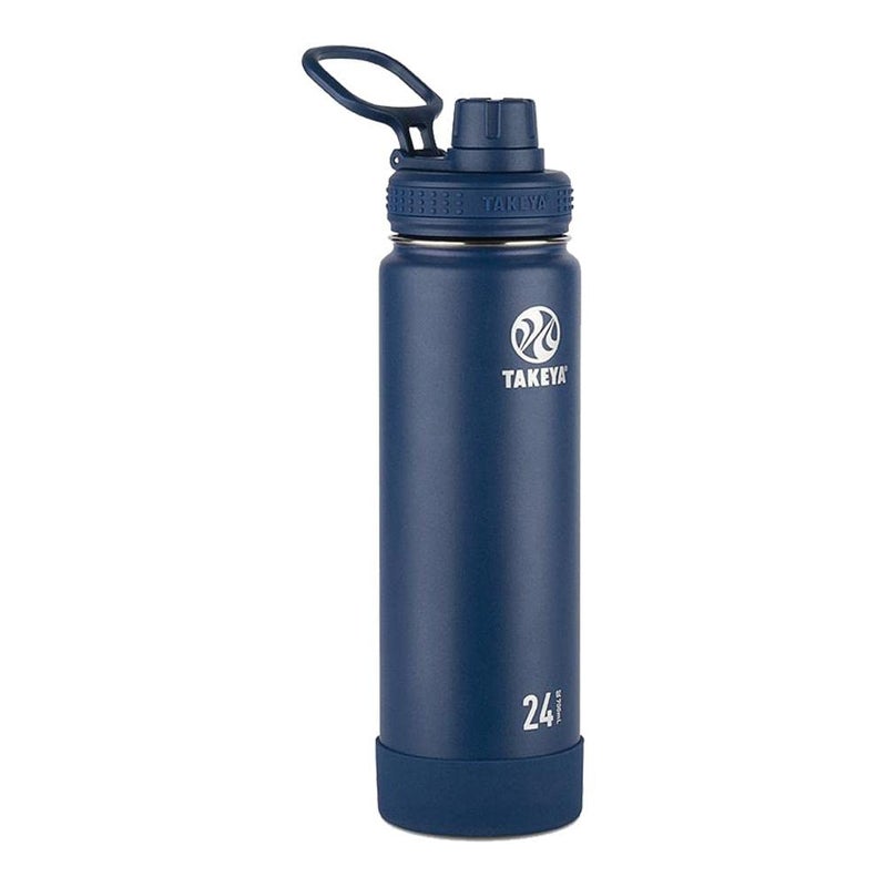 Takeya Actives 24 oz Vacuum Insulated Stainless Steel Water Bottle with Spout Lid, Premium Quality, Midnight Blue - Image 1