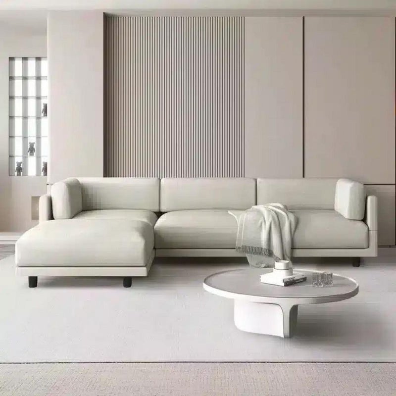 home house Swedish wood and linen corner sofa - off white - Image 1