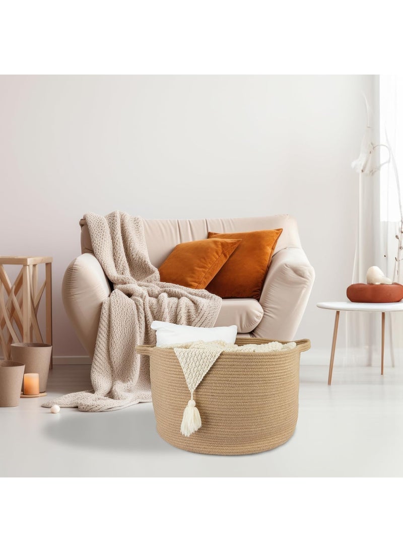 BRISHTl BRISHTl Large Laundry Hamper Tall Woven Rope Storage Basket For Blanket Toys Dirty Clothes In Living Room Bathroom Bedroom Design7 13 X 15  - Image 3