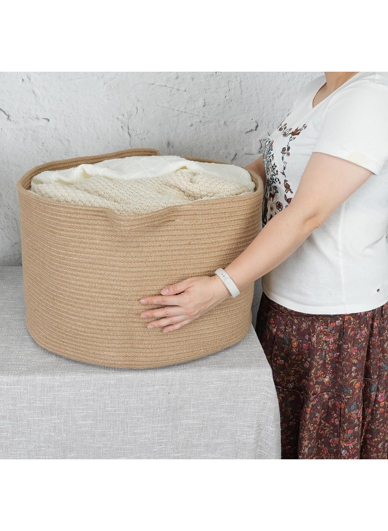 BRISHTl BRISHTl Large Laundry Hamper Tall Woven Rope Storage Basket For Blanket Toys Dirty Clothes In Living Room Bathroom Bedroom Design7 13 X 15  - Image 2