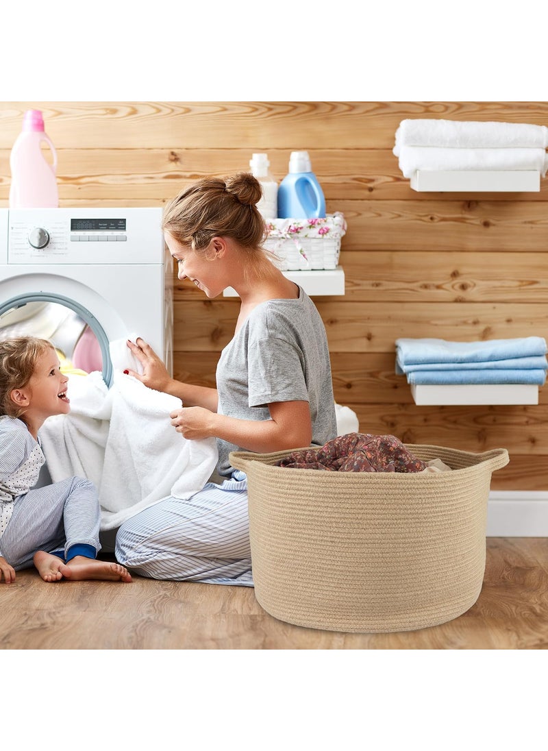 BRISHTl BRISHTl Large Laundry Hamper Tall Woven Rope Storage Basket For Blanket Toys Dirty Clothes In Living Room Bathroom Bedroom Design7 13 X 15  - Image 4