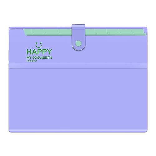 NISUN 12 Pocket Expanding File Folder Accordion Document Organizer, Adjustable Buckle Folder Pocket Folder for School Office Home (Purple) - Image 1