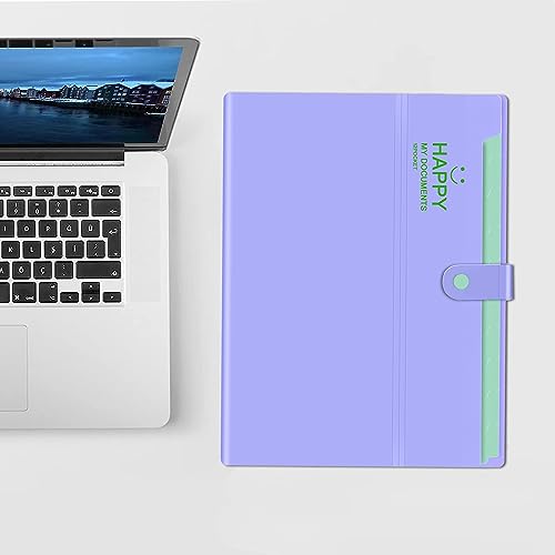 NISUN 12 Pocket Expanding File Folder Accordion Document Organizer, Adjustable Buckle Folder Pocket Folder for School Office Home (Purple) - Image 5