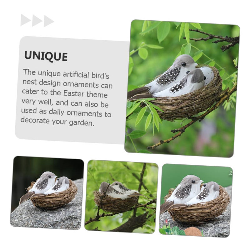 Realistic Bird Nest Garden Ornament For Easter Home Decor - Image 5
