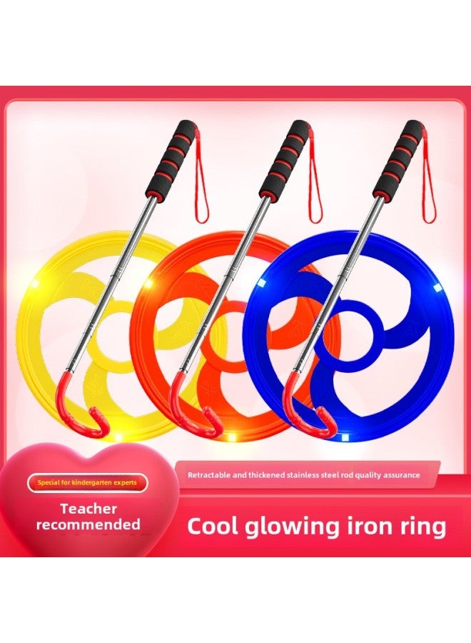 Children's Rolling Ring Rolling Ring Nostalgic Toy Elementary School Student Fun Bold Push Ring Ring Sensory Kindergarten Push Ring-Color:Large  Fixed Rod♥Hand-eye Coordination♥  - Image 2