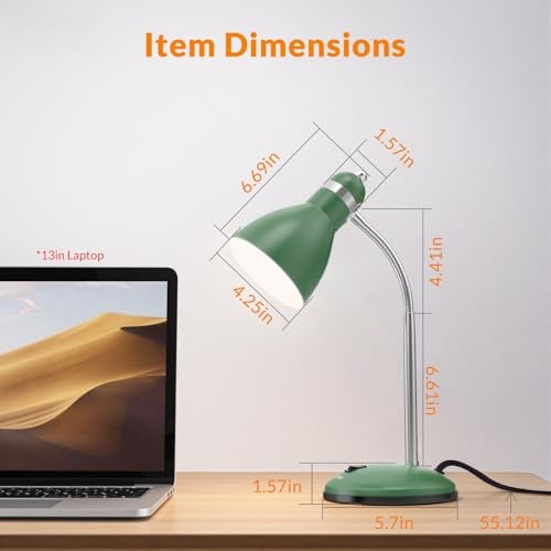 LEPOWER Metal Desk Lamp, Adjustable Goose Neck Table Lamp, Eye-Caring Study Desk Lamps for Bedroom, Study Room and Office (Green) - Image 2