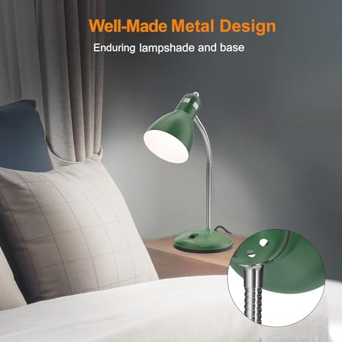 LEPOWER Metal Desk Lamp, Adjustable Goose Neck Table Lamp, Eye-Caring Study Desk Lamps for Bedroom, Study Room and Office (Green) - Image 3