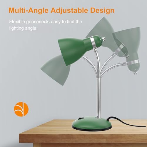LEPOWER Metal Desk Lamp, Adjustable Goose Neck Table Lamp, Eye-Caring Study Desk Lamps for Bedroom, Study Room and Office (Green) - Image 5