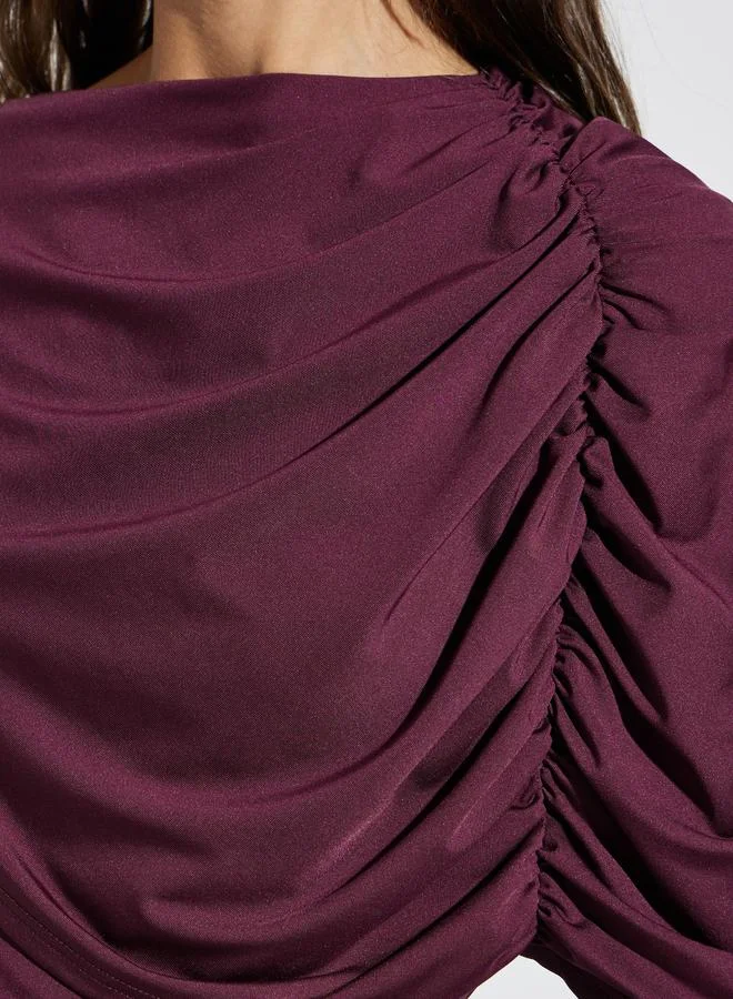 Styli  Purple Ruched Draped Maxi Dress for Women | Best Price UAE