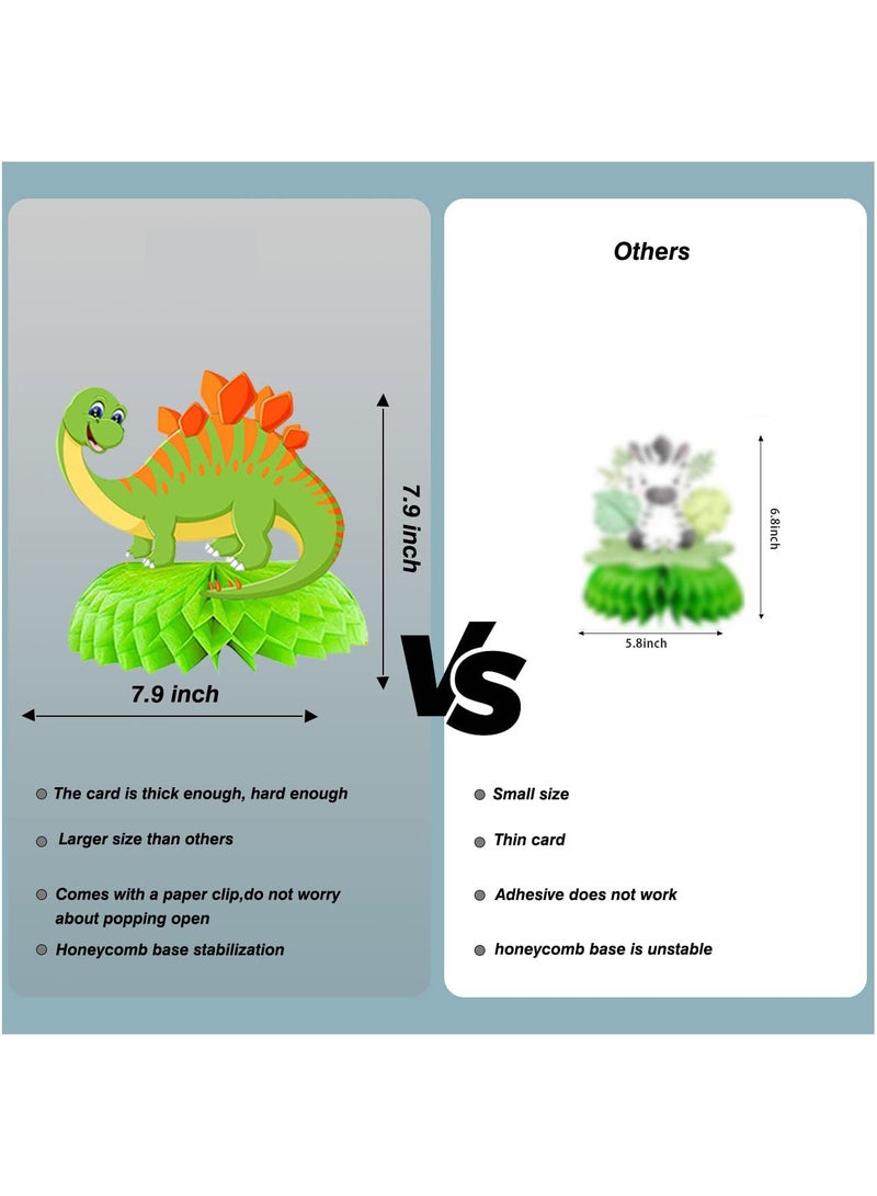 SYOSI Birthday Party Decorations Supplies, 8 PCS Dinosaur for 1 2 3 5 Year Old Girls Boys, 7.9inch Big Honeycomb Centerpiece Table Decorations, Multi-Colored Dinosaurs Party Favors for Kids 4-8 - Image 5