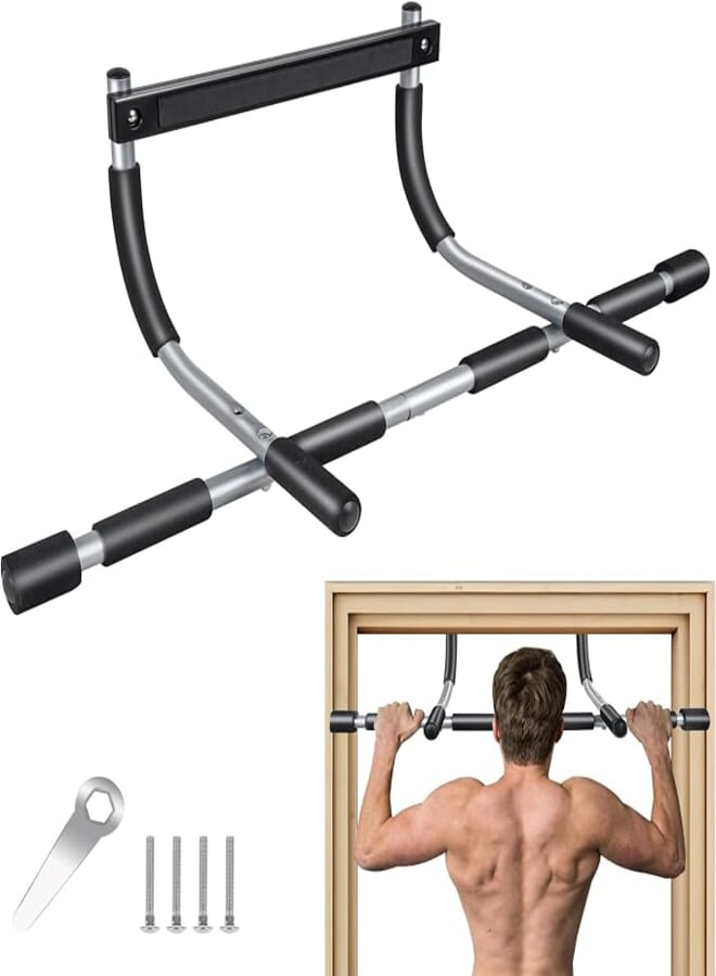 GYE Pull Up Bar for Doorway,Door Workout Bar with Foam Grips,No Screws Portable Chin Up Bar Doorway,Pullup Bars for Home,Multi-Grip Strength for Doorway,Indoor Chin-Up Bar Fitness Trainer for Home Gym