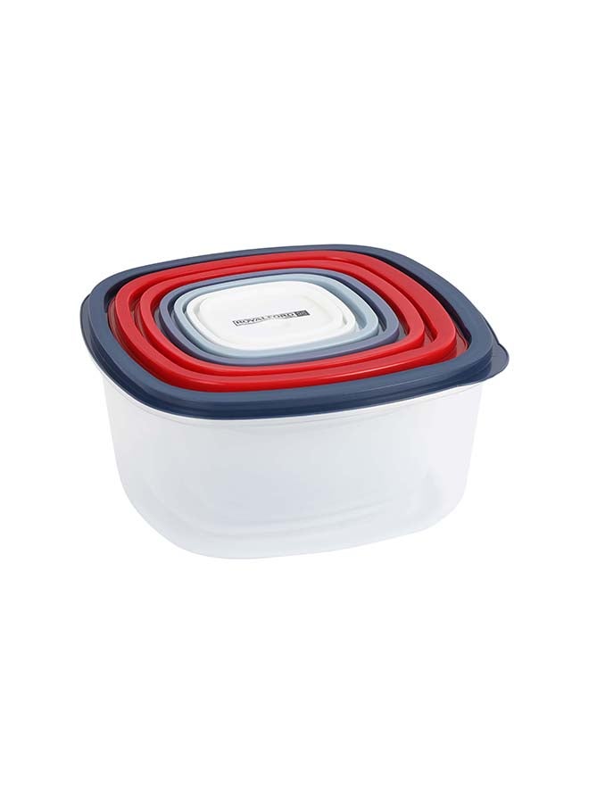 Royalford Square Plastic Food Storage Container RF12485 Pack of 7 Containers, 170 ml, 300 ml, 615 ml, 1025 ml, 1800 ml, 2900 ml, 5000 ml, Storage Box for Food, Leftover, Marinades, Dough, etc. Multicolor - Image 1