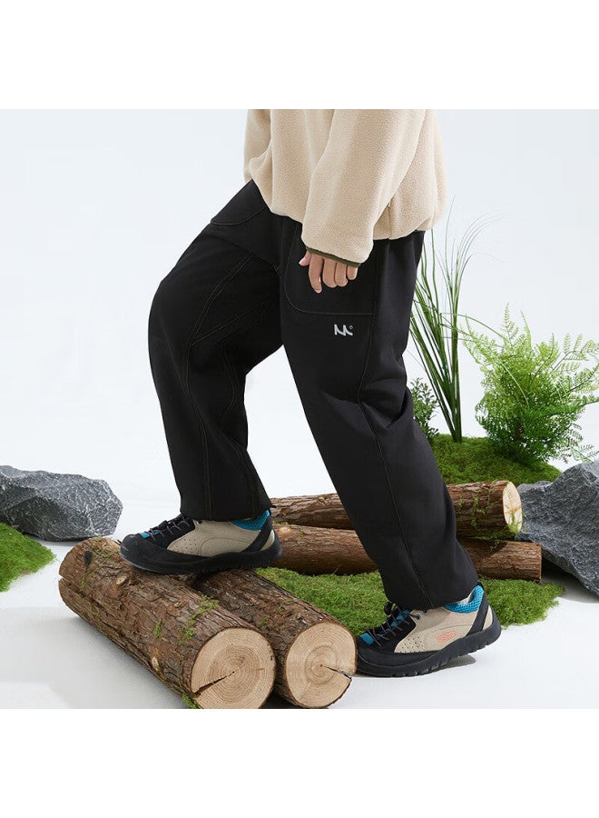 MIPO Mipu Fleece-lined Mountain Pants 25 Autumn Winter New Kids Warm Windproof Cuffed Pants Black 140cm - Image 3