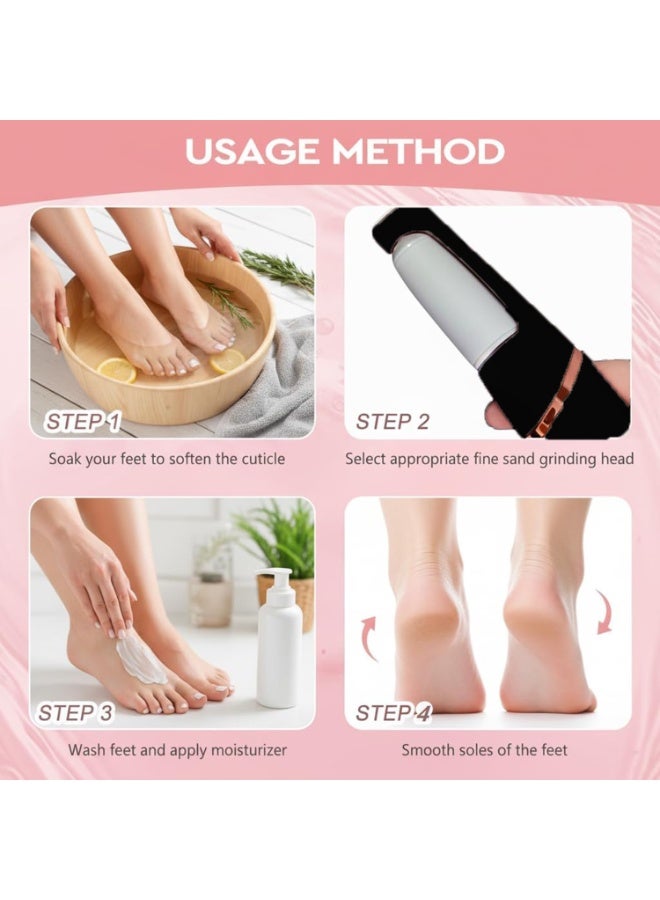Electric Foot Callus Remover,Electric Callus Remover Professional Pedicure Tool with 2 Gears,Foot File, Scrubber Pedicure Tools for Cracked Heels Dead Skin, Exfoliating Heel Files for Feet Care - Image 2