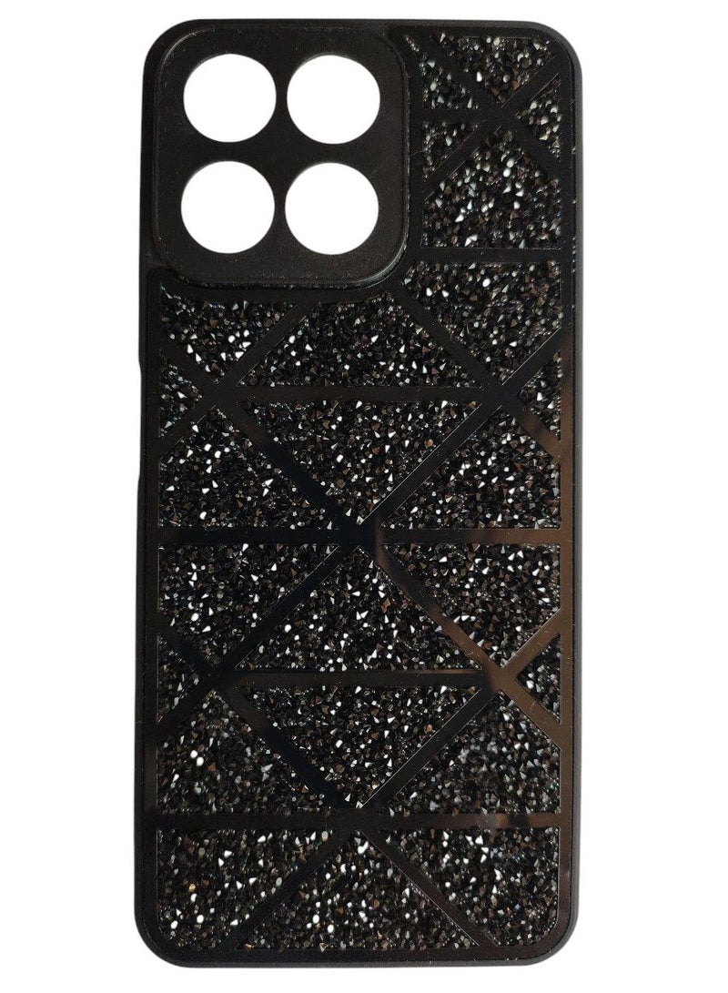 Rhinestone Embroidered Phone Case for Women Compatible with Huawei Honor X7C - Black