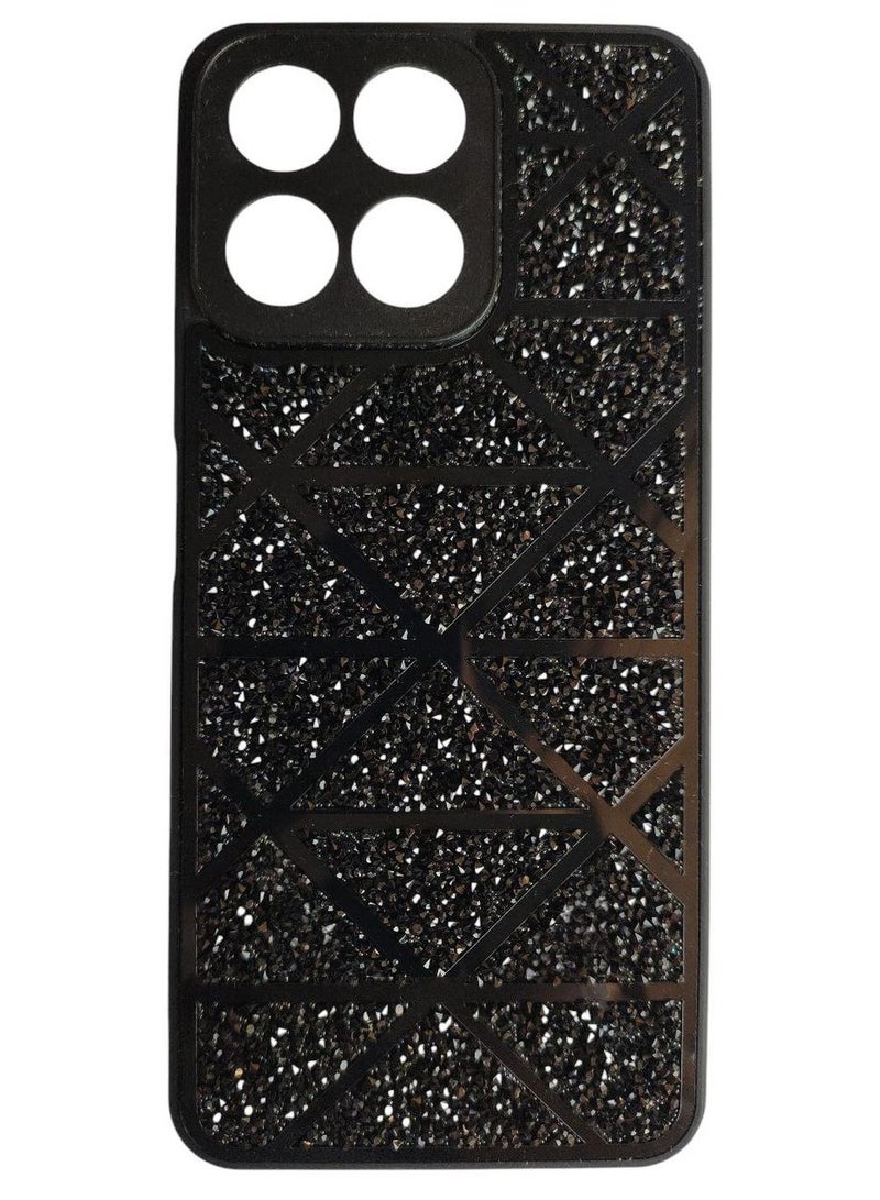 Rhinestone Embroidered Phone Case for Women Compatible with Huawei Honor X7C - Black