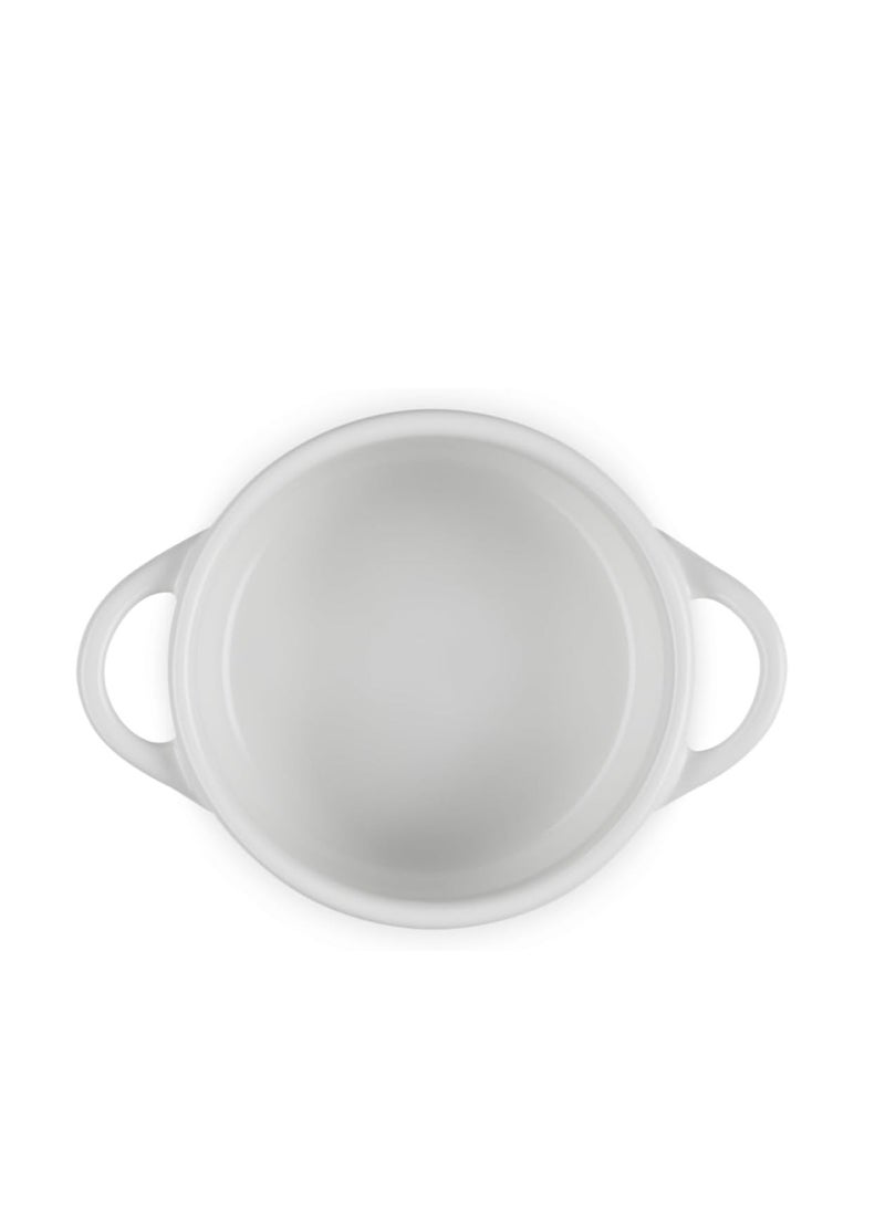 Le Creuset Le Creuset Stoneware Holly Collection Mini Round Cocotte, 8 Oz, White with Gold Knob  - Image 3