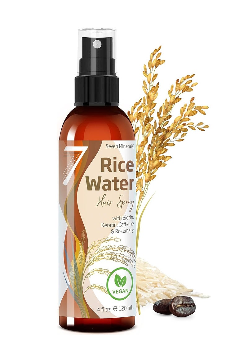 Seven Minerals - NEW Fermented Rice Water for Hair Growth - Infused with Rosemary, Biotin, Caffeine, Keratin Vegan Non-Greasy Spray Naturally Thicker, Longer, Softer Men & Women (4 fl oz) - Image 1
