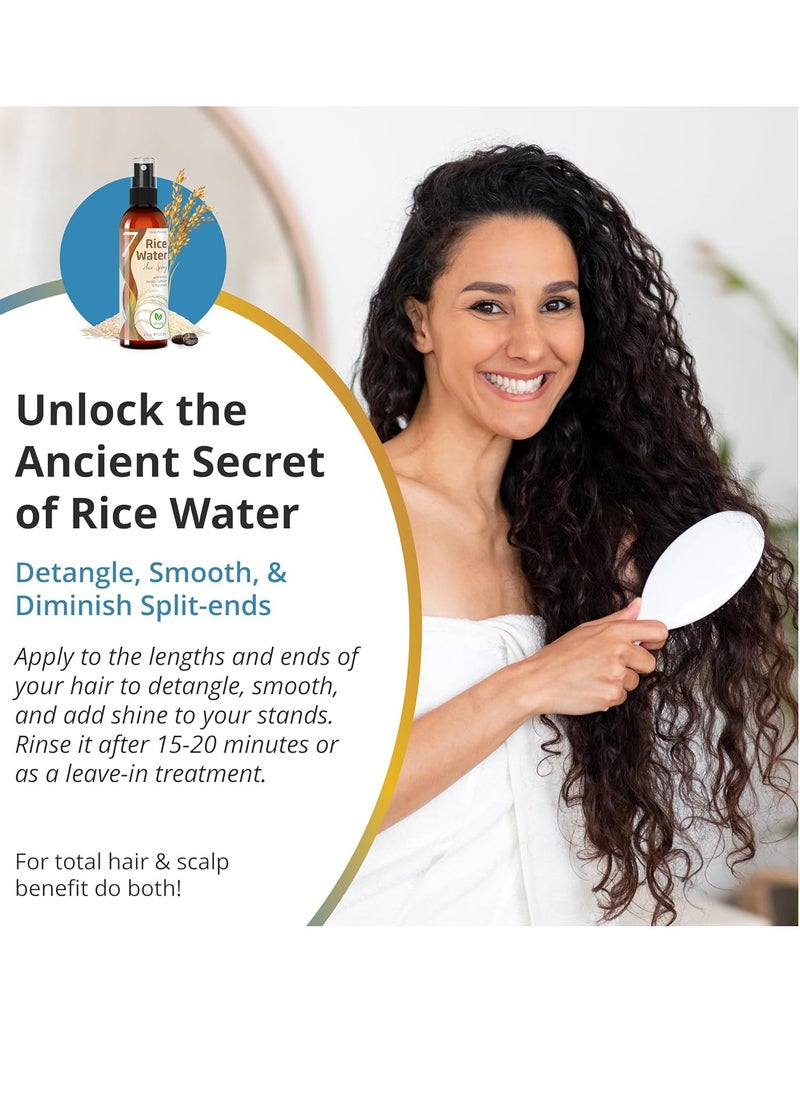 Seven Minerals - NEW Fermented Rice Water for Hair Growth - Infused with Rosemary, Biotin, Caffeine, Keratin Vegan Non-Greasy Spray Naturally Thicker, Longer, Softer Men & Women (4 fl oz) - Image 1