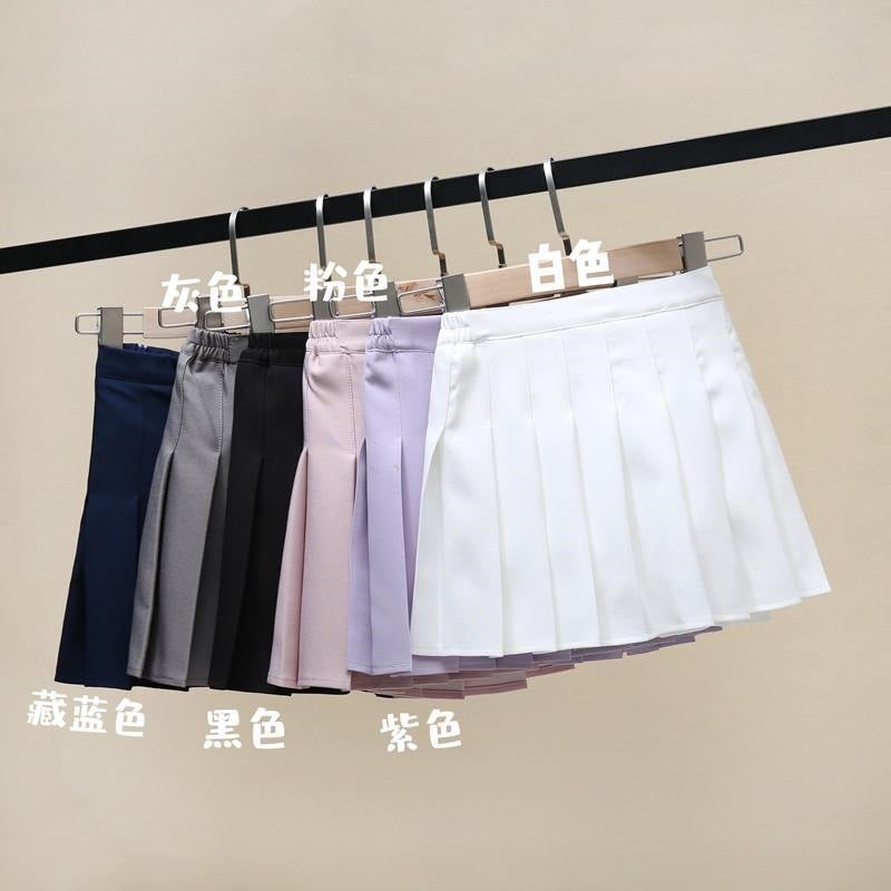 Pleated Skirt Girl'S Summer Black High Waist Skirt A- Line Skirt Pants White Slim Look Plaid Children'S Half-Length Skirt - Image 3
