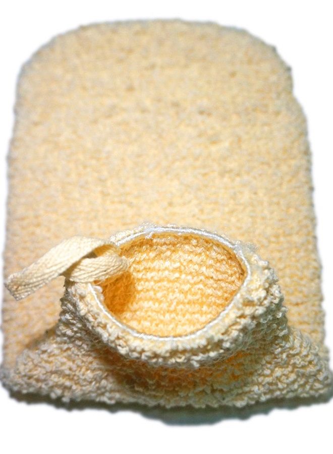 JINS-Hung 2 Pack Natural Vegetable Fiber Shower Exfoliating Loofah Mitt - Soft Terry Cloth Bath Gloves - Exfoliator Body Scrubber Mitts Mitten - Great for Your Skin Care in The Spa - Anti-Aging - Image 1