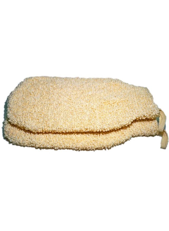 JINS-Hung 2 Pack Natural Vegetable Fiber Shower Exfoliating Loofah Mitt - Soft Terry Cloth Bath Gloves - Exfoliator Body Scrubber Mitts Mitten - Great for Your Skin Care in The Spa - Anti-Aging - Image 3