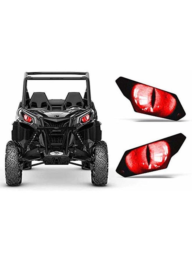 UTV Headlight Eye Graphics Decal Cover Compatible with Can-Am Maverick 1000 X3 Sport - Eclipse Red