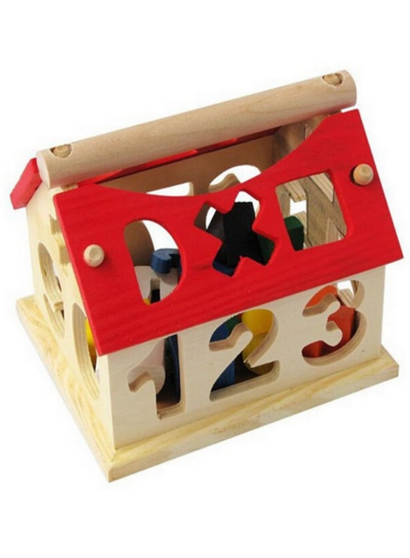 Children Digital Geometry Wisdom House Puzzle Early Education Wooden Toy Gift Educational Toy for Early Learning Figure Cognition Safe Developmental Toy Wooden Training Toy Smart House Shape - Image 2