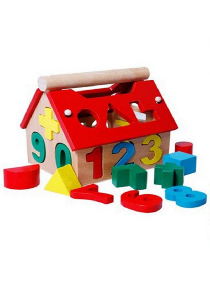 Children Digital Geometry Wisdom House Puzzle Early Education Wooden Toy Gift Educational Toy for Early Learning Figure Cognition Safe Developmental Toy Wooden Training Toy Smart House Shape - Image 1