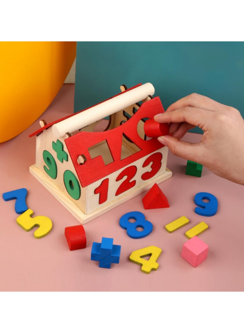Children Digital Geometry Wisdom House Puzzle Early Education Wooden Toy Gift Educational Toy for Early Learning Figure Cognition Safe Developmental Toy Wooden Training Toy Smart House Shape - Image 5