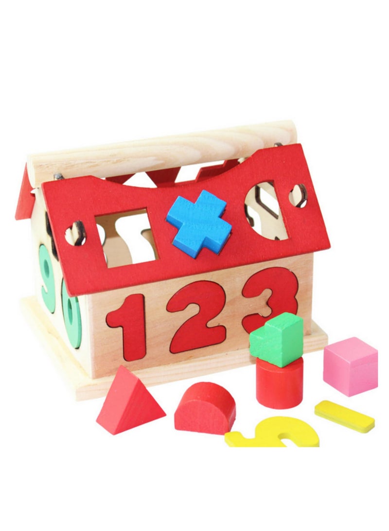 Children Digital Geometry Wisdom House Puzzle Early Education Wooden Toy Gift Educational Toy for Early Learning Figure Cognition Safe Developmental Toy Wooden Training Toy Smart House Shape - Image 3