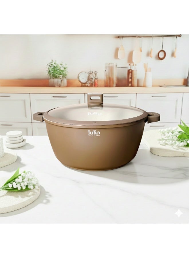 جوليا قِدر جوليا إيليت بروف 36 سم مع غِطاء - بُني - جرانيت بيج غير لاصق - يدعم الحث الحراري - Image 2