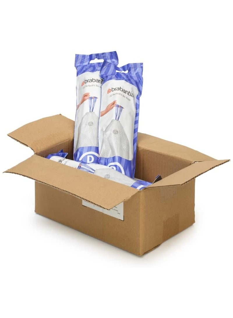 brabantia Brabantia PerfectFit Bin Liners Multipack (Size D/15-20 Litre) Thick Plastic Trash Bags with Tie Tape Drawstring Handles (120 Bags), White  - Image 2