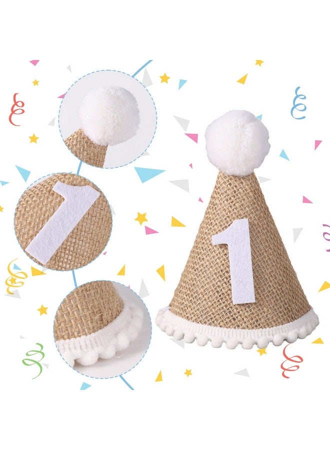 PEUTIER 1st Birthday High Chair Banner, Wood Bead Highchair Tassel Banner with Cake Topper And Hat Boho Style Birthday Photo Backdrop Wall Hangings for Kids Birthday Party Decoration  - Image 4