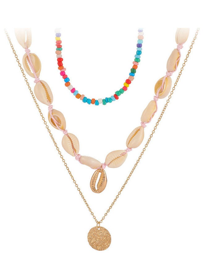 NIBEMINENT 3-Piece Bohemian Shell Beads Pendant Necklace