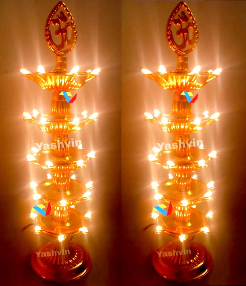 Yashvin Electric Diya for Pooja Room (Pack of 2) - Gold Glitter Cup Diya for Home Temple Decor - Image 3
