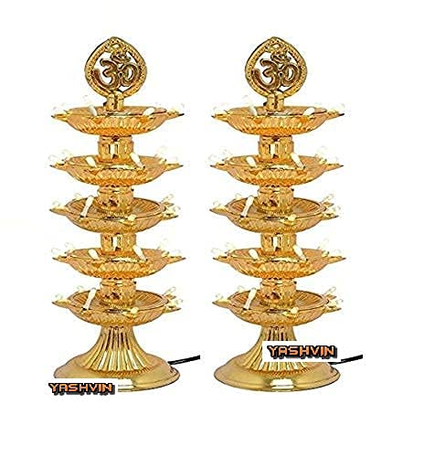 Yashvin Electric Diya for Pooja Room (Pack of 2) - Gold Glitter Cup Diya for Home Temple Decor - Image 5