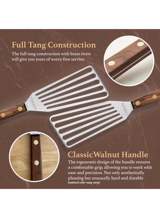 Lamson Lamson 3' x 6" Chef's Slotted Turner with Walnut Handle - Right-Hand  - Image 2