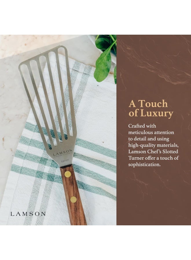 Lamson Lamson 3' x 6" Chef's Slotted Turner with Walnut Handle - Right-Hand  - Image 3