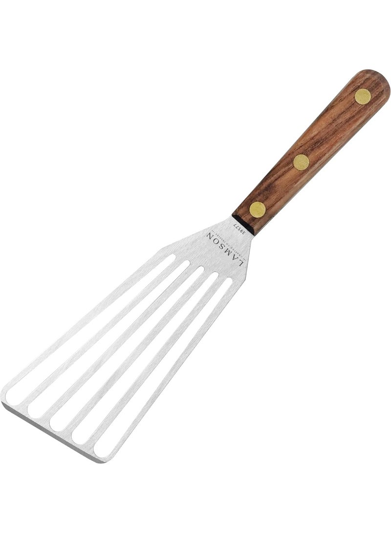 Lamson Lamson 3' x 6" Chef's Slotted Turner with Walnut Handle - Right-Hand  - Image 1