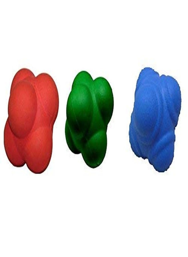 DESCTIDY Rubber Training Reaction Ball Large, 10 cm, Set of 3, Multi-Color - Image 1